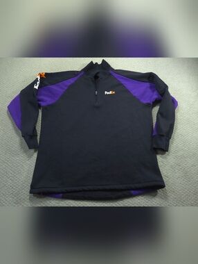 Fedex Quarter Zip Mens Large Stan Herman Workwear Uniform Purple Black Pullover